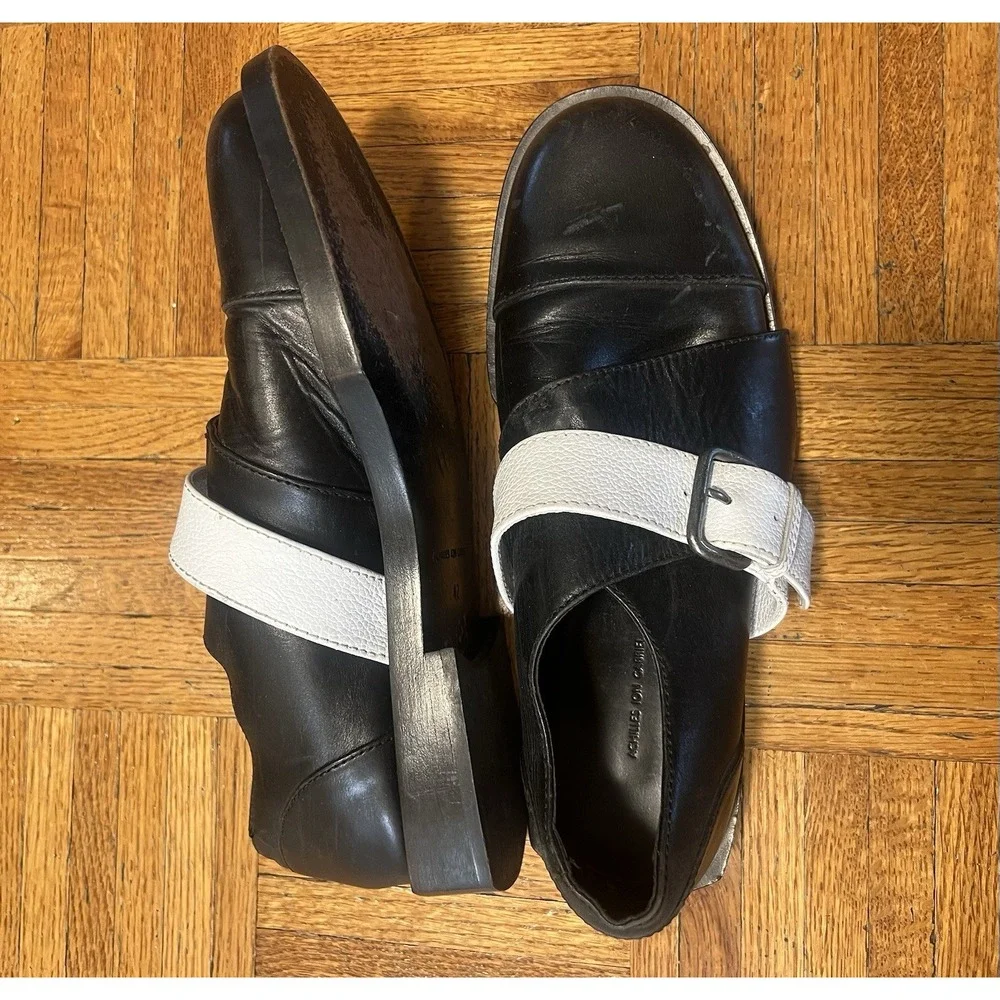 Achilles‎ Ion Gabriel Black Leather Strap Shoes Size 42 Avant-Garde Designer